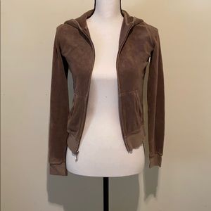 Juicy Couture Brown Velour Zip-Up Hoodie Jacket